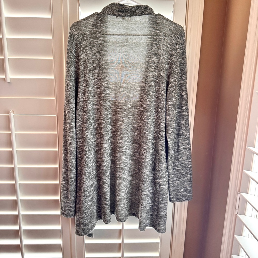 89th & Madison XL Gray‎ Waterfall Women's Cardigan Marled Open Front Lightweight - Picture 3 of 10